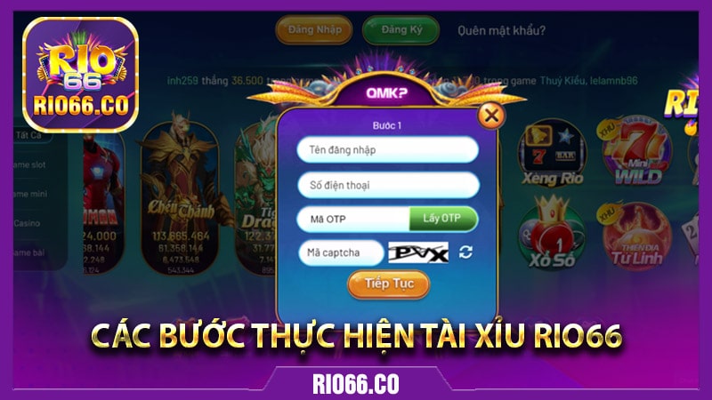 Các bước thực hiện tài xỉu rio66